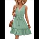 thumbnail image 2 of Vestidos de Verano para Mujer, Sin Mangas, Informales, Holgados, con Vuelo, Midi Verde S, 2 of 10