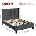 thumbnail image 2 of Cama Base Queen Cabecera Alta Acolchada Estructura De Madera, 2 of 7