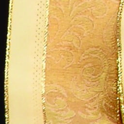 The Ribbon People Yellow and Gold Leaf Motif Wired Craft Ribbon 2.5" x 20 Yards