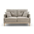 thumbnail image 4 of 56.7" Accent Lounge Sofa, Modern Upholstered Loveseat Sofa with 2 Pillows, USB Charge Port, Wood Legs, 2 Seater Couches for Living Room, Bedroom, Apartment, Cream, 4 of 8