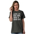 thumbnail image 3 of Wake Up Hug Dog Good Day Doggy Owner Plus Size Crewneck Graphic Tee Shirt Brisco Brands 2X, 3 of 5