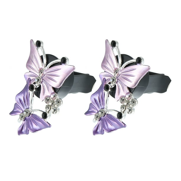 Coche Aire Acondicionado Mariposa Forma Clips Salida Ventilación Púrpura 2uds
