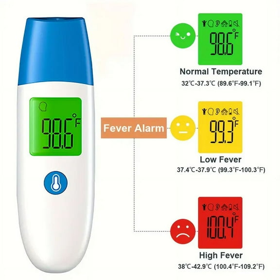 Digital Thermometer, Non-contact Forehead Thermometer, Ear Thermometer, Adult Thermometer, Large LED Number (without Battery)