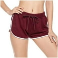 thumbnail image 3 of Feancey Womens Striped Athletic Shorts Split Casual Gym Fitness Short Pants Drawstring Elastic Waist Workout Shorts Comfort Dolphin Shorts Wine XXL, 3 of 8