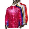 thumbnail image 5 of Camisa con lentejuelas para hombre, disfraz de actuación, disfraz de coro para adultos, disfraz de escenario, actuación de baile, camisa de manga larga, 5 of 5