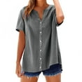 thumbnail image 2 of Oversized Tshirts for Women, Spring Summer Cotton V Neck Mid Sleeve T Shirt, Gray XXL, 2 of 5