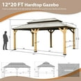 thumbnail image 5 of Domi 12x20 ft Wood Gazebo, Cedar Wood Frame Hardtop Gazebo with Galvanized Steel Double Roof, Outdoor Gazebo with Netting and Curtains, Patio Gazebo Pergola Pavilion for Patio, Backyard, Deck, Lawns, 5 of 8