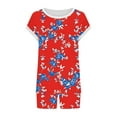 thumbnail image 4 of ALLLIST Floral Pajamas for Women Summer Short Sleeve Tops And Shorts Sets Red 2 Piece Breathable Loungewear for Women, 4 of 5