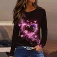 thumbnail image 2 of Inglocry Valentine Shirts for Women 2026 Long Sleeve Crew Neck Holiday Heart Print Tops Tunic Loose Fit Blouses Watermelon Red#1 S, 2 of 6