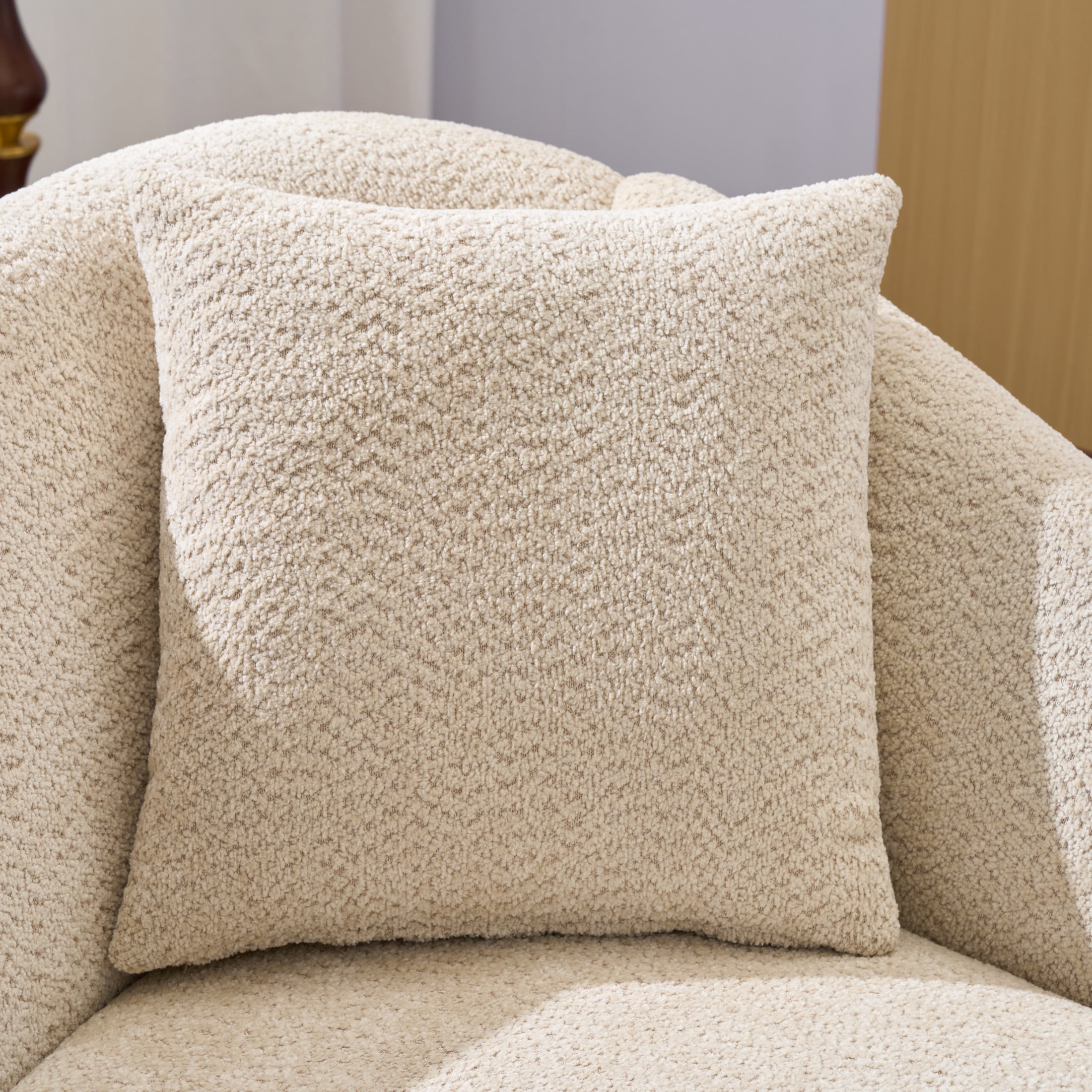 Christopher Knight Home 61" Mid-Century Boucle Curved Chaise Lounge Sofa for Bedroom Living Room, Beige