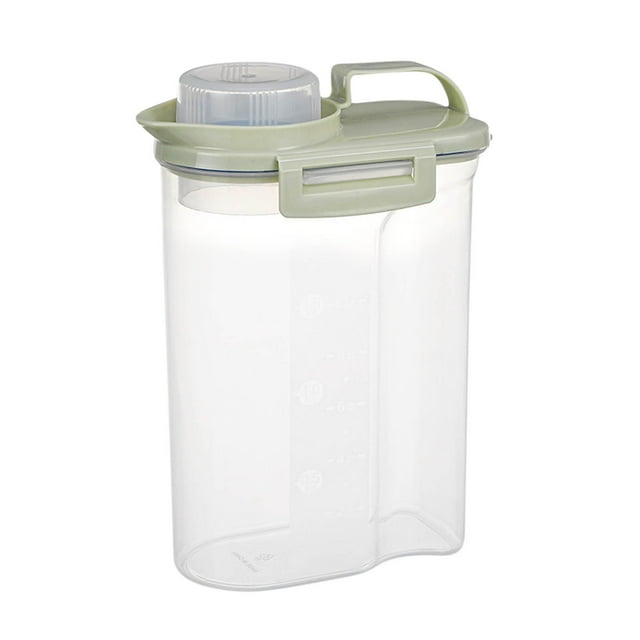 Bigersell Cereal Dispenser, Airtight Food Storage Containers with Lids Clear Plastic Rice Container with Measuring Cup Pourable Spout Kitchen Pantry Organization Easy Open Canister Green L