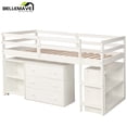 thumbnail image 5 of Bellemave White Twin Size Loft Bed with Rolling Portable Desk, Drawers and Bookshelves for Teen, Versatile Wood Frame Loft Bed with Desk and Storage for Bedroom, 5 of 8