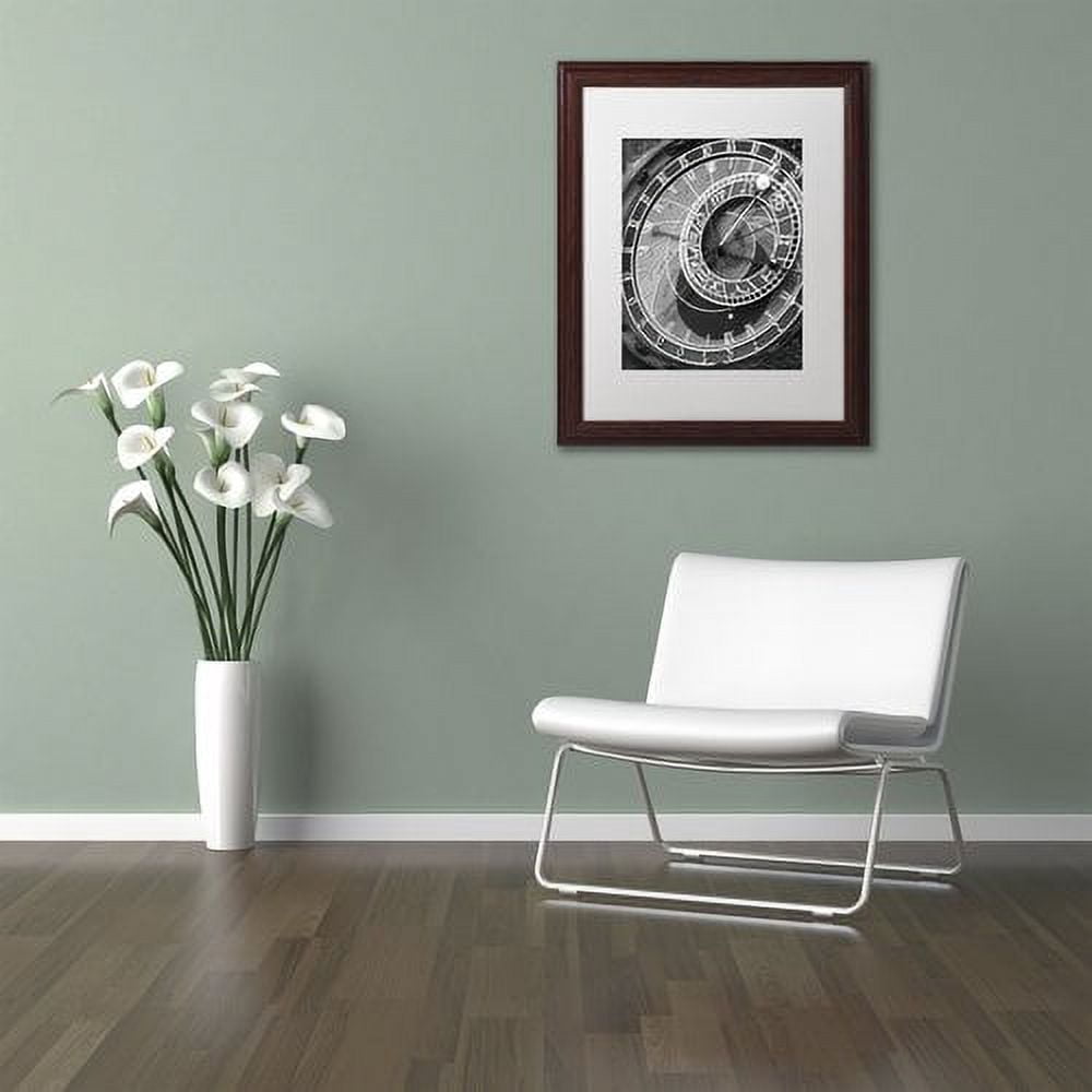 Trademark Fine Art "Astronomic Watch Prague 11" Canvas Art by Moises Levy White Matte, Wood Frame