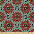 thumbnail image 2 of Ambesonne Retro Floral Fabric by the Yard Upholstery, Symmetric Petals Sun, 2 Yards, Ruby Grey, 2 of 5