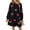 Black, variant on Women's Sequin Heart Neck Long Sleeve Mini Dress Sparkle Sheer Overlay Opaque Stretch Body 80% Polyester 20% Cotton