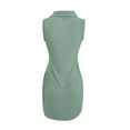 thumbnail image 5 of IROINNID Sheath Dress For Women Summer Button Stand Gorgeous Solid Sleeveless Mini Dress V-Neck Short Dress, 5 of 5