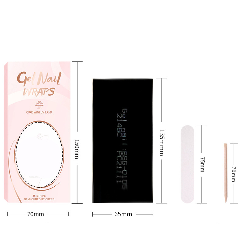 French Gel Nail Stickers, Hot Stamping, Onion Powder, Heat Lamp Hardening, Semi-Cured Nail Stickers - Nf240141