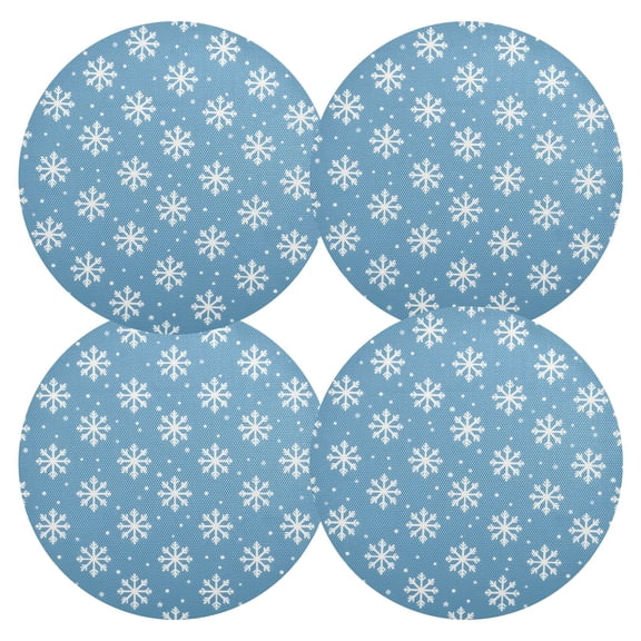 Ryvnso Snowflakes Print Round Plate Mats Dining Table Placemat Set of 4 for Holiday Decoration