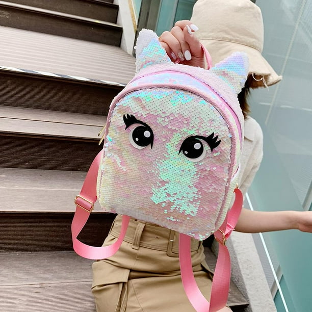 Mochilas para Mujer pequenas con estampado de ojos escolares con lentejuelas para mujer rosa claro Tmvgtek Para estrenar Walmart en linea