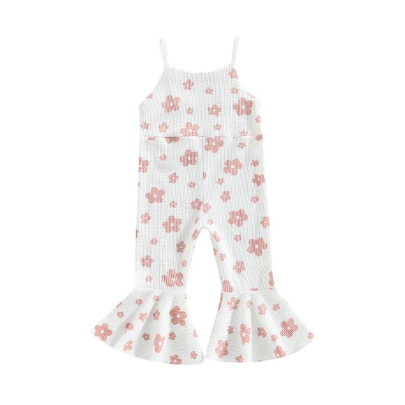 Toddler Baby Girls Summer Sling Jumpsuit Sleeveless Suspender Floral Bell-bottom Pants