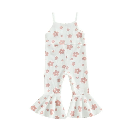 

Arvbitana Toddler Baby Girls Suspender Jumpsuit Sleeveless Floral Print Sling Flare Pants Summer Bib Playsuit Kids Lovely Overalls 12M-5T