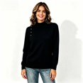 thumbnail image 2 of Women’s Long Sleeve Mock Neck Pullover Tops, Shoulder Button Detail Fall Winter Sweatshirt Top,Sizes M-2XL, 2 of 4