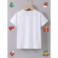 thumbnail image 2 of Girls' Summer Short Sleeve T-Shirt with "Alphabet Reading Deer" Print, Christmas Themed, Casual Knit Fabric, Cotton, Round Neck, Cartoon Pattern, Regular Fit - Pink, 2 of 6