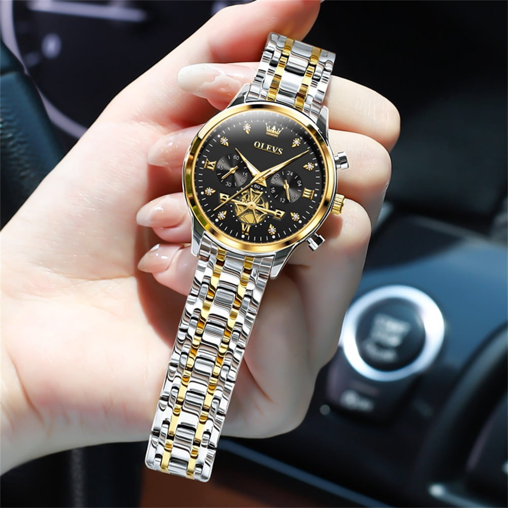 OLEVS Watches for Womens Business Luxury Casual Analog Quartz Diamond Stainless Steel Chronograph Waterproof Luminous ladies Watches Reloj Para Mujer Gold/White/Black/Blue