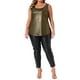 thumbnail image 2 of Camisetas sin mangas metálicas para mujeres de tallas grandes Agnes Orinda, blusa brillante con escote cuadrado, 3X dorada, 2 of 6
