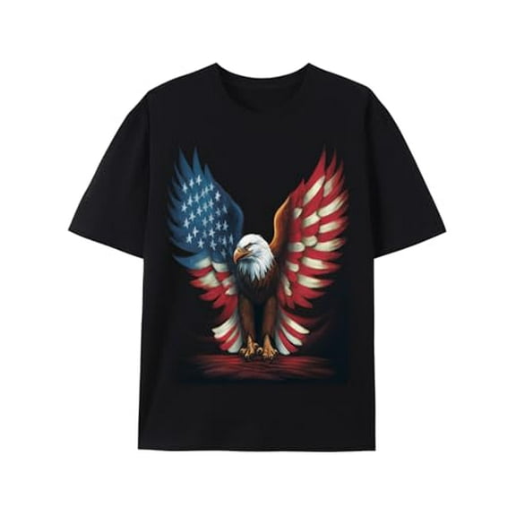 American Flag Bald Eagle Patriotic Eagle 4th of July USA T-Shirt Men Women Tees Crew Neck Short Sleeve T Shirts
