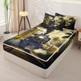 thumbnail image 2 of Castle Fairy Jungle Steam Train Zipper Twin Comforter Sets with Fitted Sheet and 2 Pillowcases,Palm Tree Art Zipper Bedding Set for Bedroom,Black Green,4-Piece,Black Reversible, 2 of 6