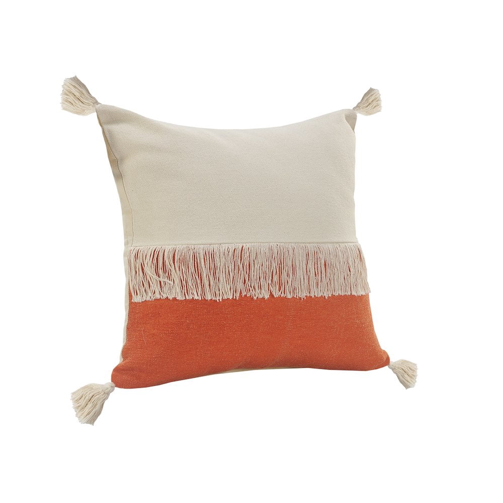 LR Home Fringe Festival Orange Color Block Throw Pillow