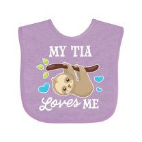 Inktastic My Tia Loves Me with Sloth and Hearts Boys or Girls Baby Bib