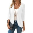 thumbnail image 2 of Women'S Cardigan Tops Three-Quarter Sleeves Solid Color Casual Small Jacket Female 2025 White S, 2 of 9