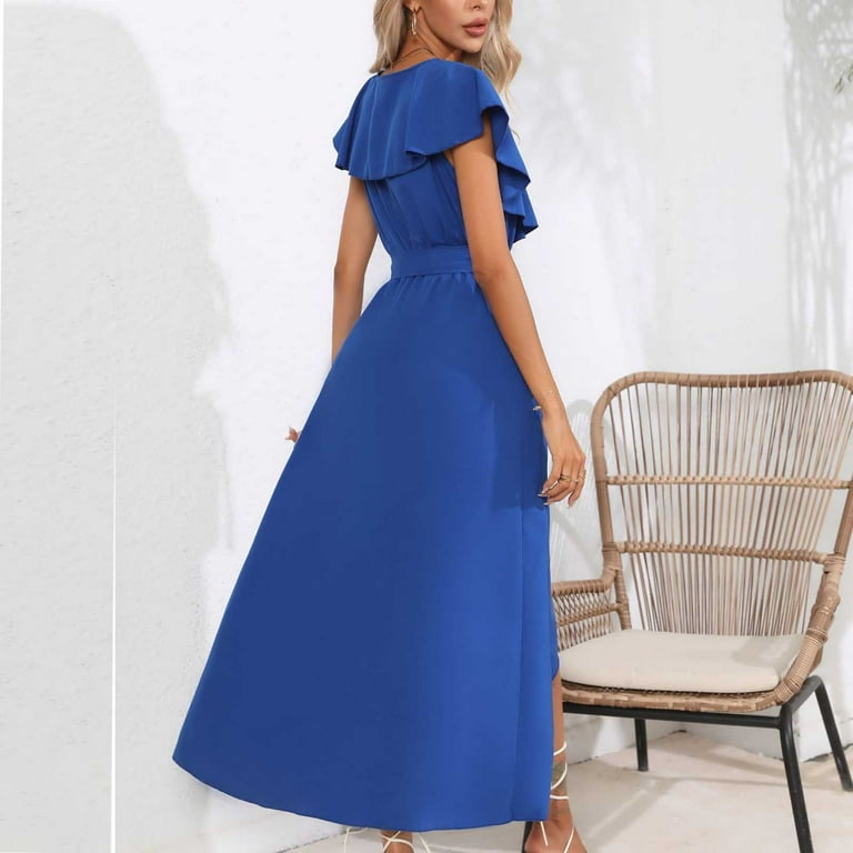 wrap style evening dresses Primavera Couture 4325 Beaded Wrap Slit Prom Dress Backless Evening Gown V Neck Formal 12 / Red main image 0