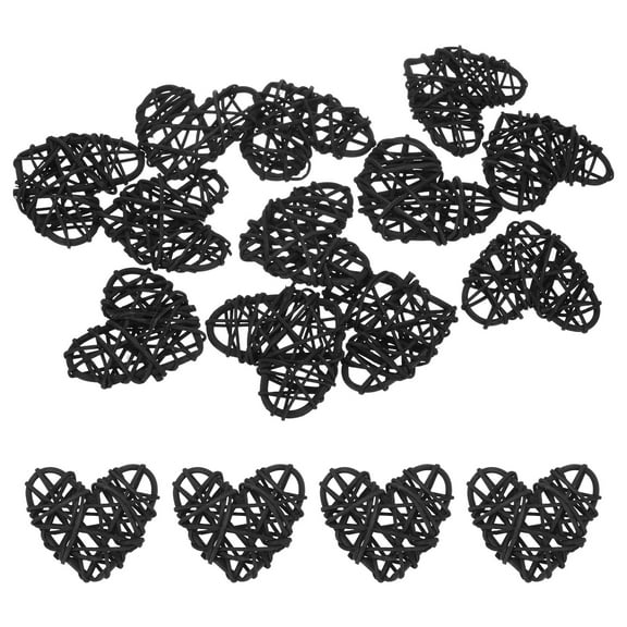 Uxcell 12-Pack Heart Shaped Wicker Rattan Balls 60mm/2.4 Inch Decorative Rattan Balls for Christmas Weddings Thanksgiving Black