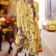 thumbnail image 5 of Qarigey Vestido Midi de manga larga estampado cuello gran columpio cintura alta ropa de mujer Vestidos Amarillo 5XL, 5 of 8