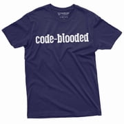 Programmer funny T-shirt code-blooded coding software engineer developer humorous tee (Small Grey)