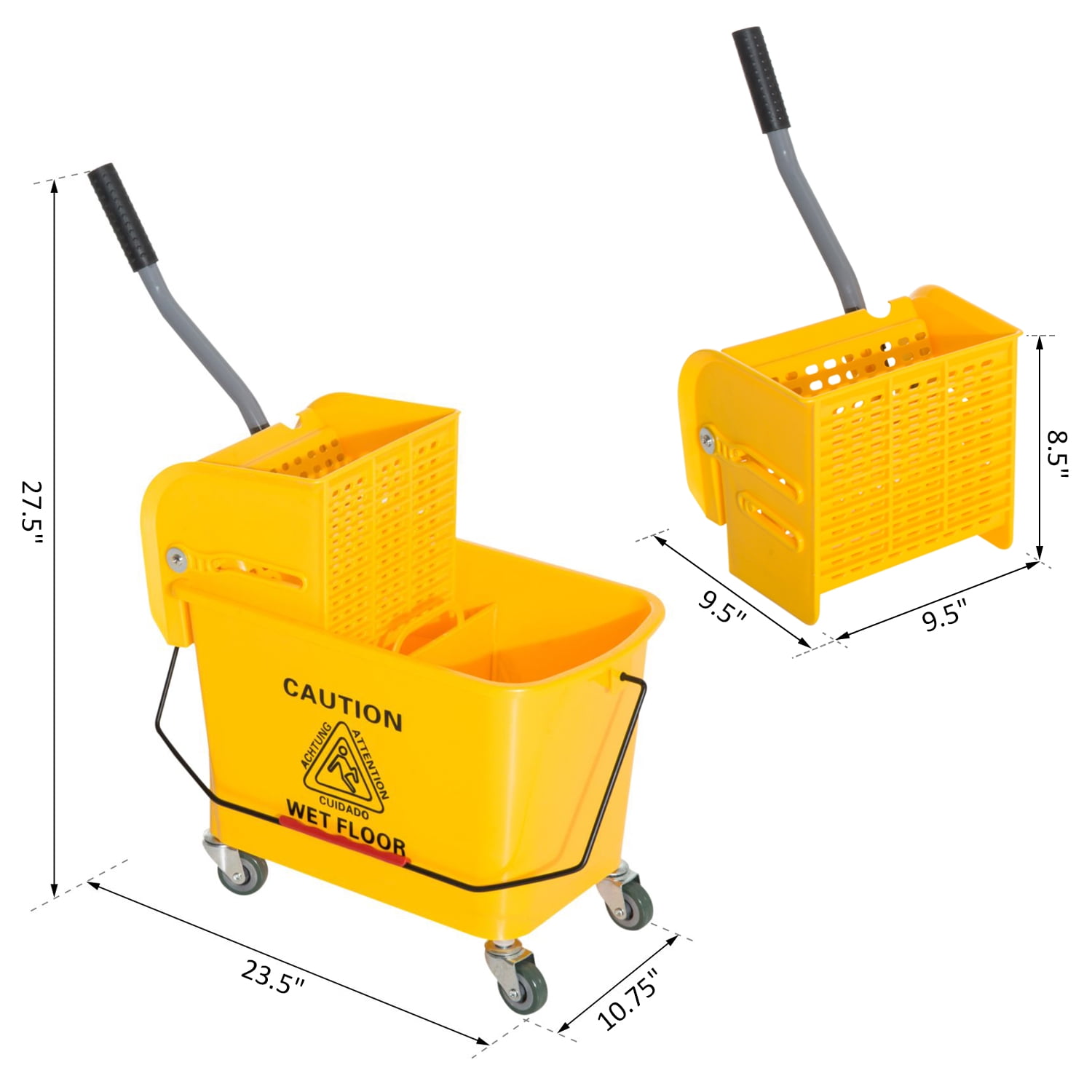 5.28 Gallon Mop Bucket with Wringer Combo Commercial Rolling Cleaning Cart Z99. 