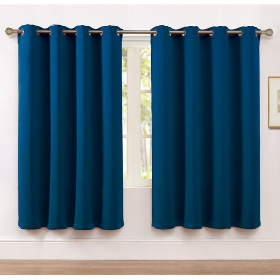GoodGram Blackout Grommet Thermal Curtains, Navy Blue, 52” x 63” (2 Panels)