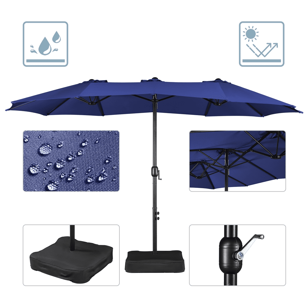 Renwick 13 FT Triple-Size Extra Large Patio Umbrella with Crank, Navy Blue