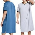 thumbnail image 3 of QualitChoice Robe de Nuit Légère en Polyester Manches Courtes Col en V Pyjamas pour Hommes Noir TG, 3 of 6