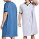 thumbnail image 5 of Guardurnaity Bata de dormir sólida, pijama de manga corta para hombre, cómodo camisón de cuello en V, ropa de noche y diario. Pijama azul SG, 5 of 6