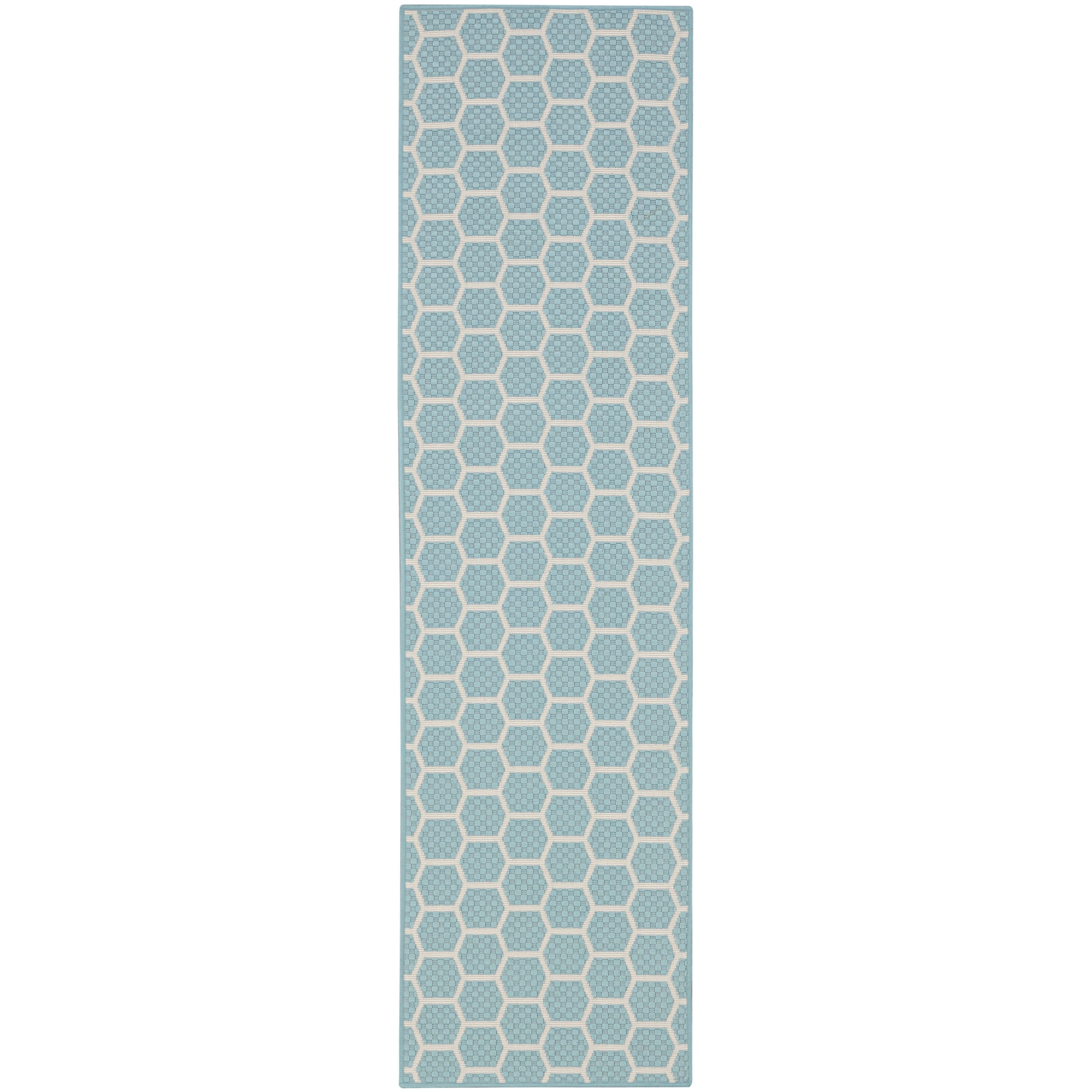 Nourison Twist Reversible 2' x 6' Aqua Modern Rug