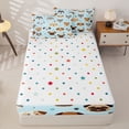 thumbnail image 4 of Homewish Kawaii Pet Dog Zipper Twin Comforter Sets with Fitted Sheet and 2 Pillowcases,Cute Animal Al Zipper Bedding Set,Blue,Polkadot Reversible,4pcs, 4 of 8