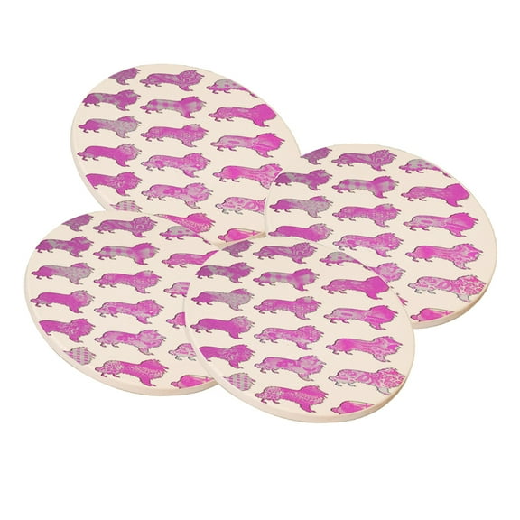 KuzmarK Sandstone Drink Coaster (set of 4) - Collie Dog