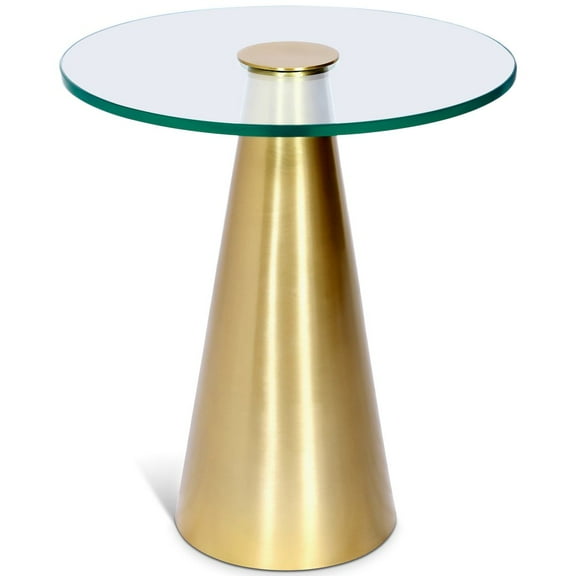 Meridian Furniture Glassimo Glass Top End Table with Brushed Gold Iron Base