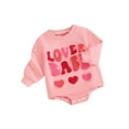thumbnail image 2 of 0-18M Baby Girls Boys Rompers 3M 6M 12M 18M Valentine's Day Clothes Letter Heart Fuzzy Embroidered Long Sleeve Jumpsuit, 2 of 10