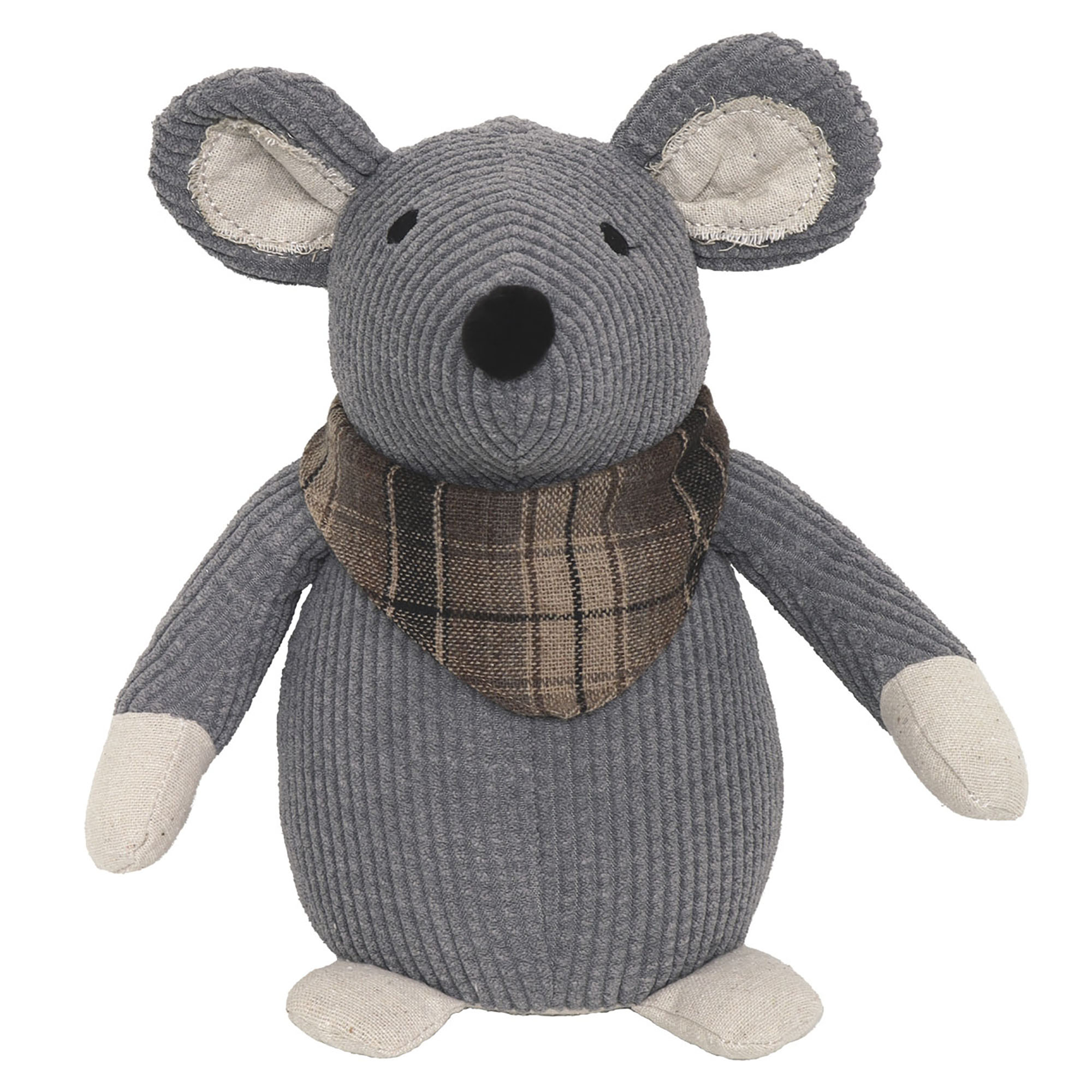 Decorative Mouse Door Stopper - Weighted Animal Doorstop, 2.3 lb., Functional and Cute, Corduroy Fabric - Keeps Doors Open and Prevents Slamming, Perfect for Home or Office - Gray