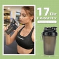 thumbnail image 2 of CREAWELLAY Paquete de 3 botellas cocteleras para mezclas de proteínas, botella pequeña coctelera de proteínas de 17 oz con asa, vasos coctelera de gimnasio con bola de mezcla para preentrenamiento, si, 2 of 5